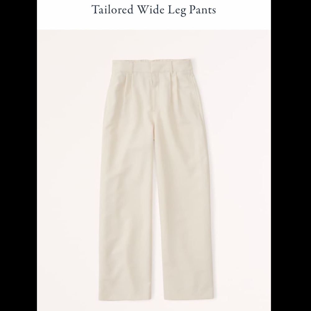 NWT❗️A&F Cream Tailored Wide Leg Trouser Pant